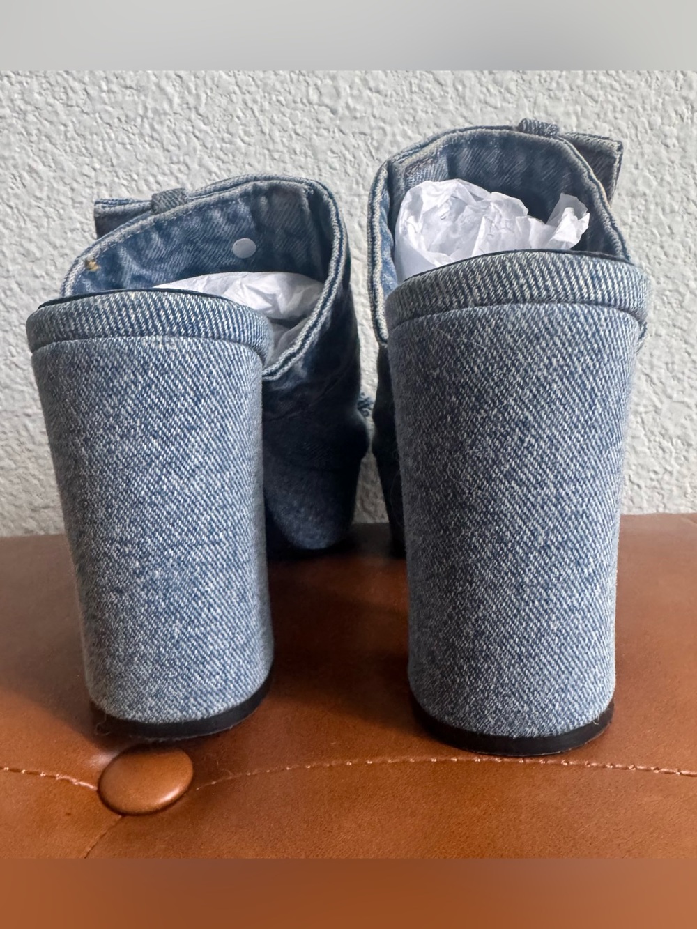 Jeffrey Campbell Magda Denim Platform Mule Heels Size 8 - Picture 3 of 8